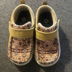 Twisted X Kids Moccasins - Yellow and Brown Pattern
